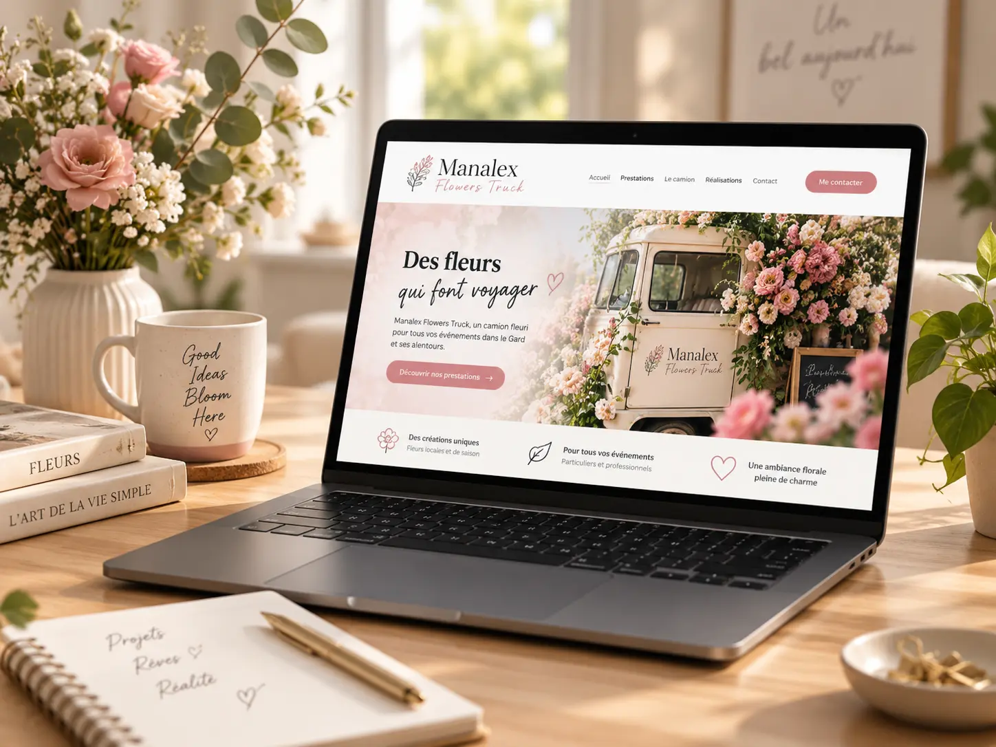 Aperçu du site Manalex Flowertruck sur ordinateur portable